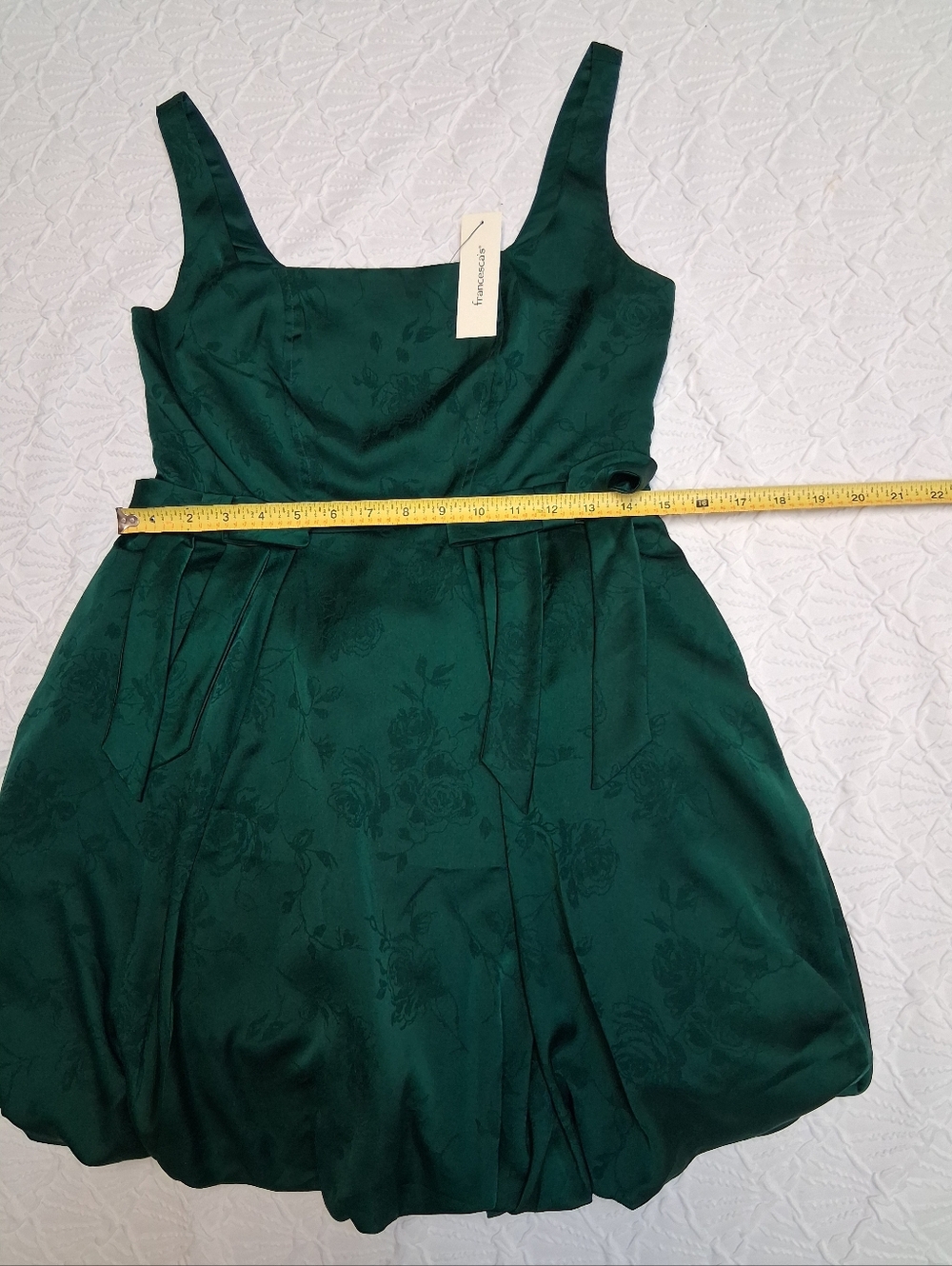 Francesca's Collections Dark Emerald Floral Jacquard Mini Dress Size S - Picture 15 of 17